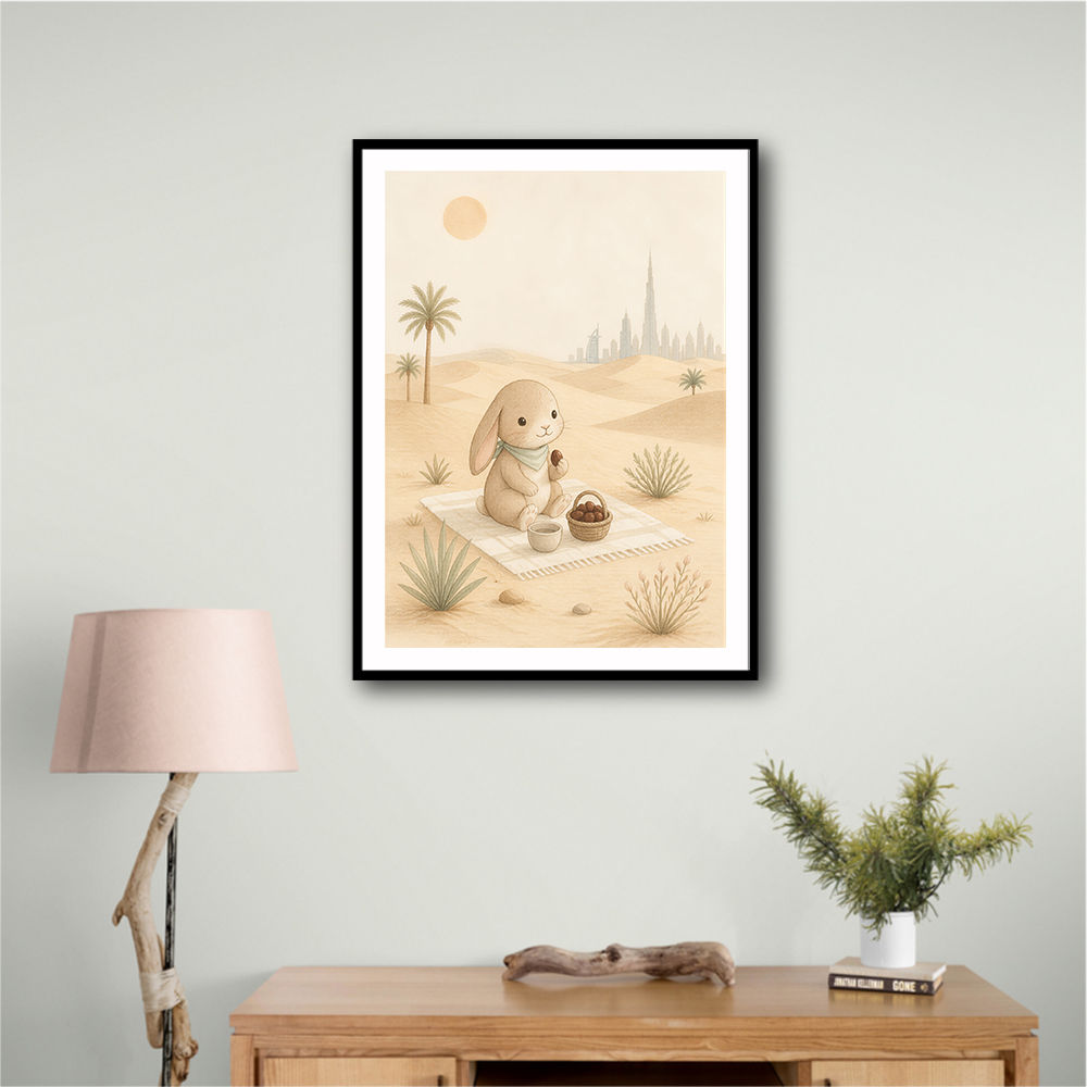 Rabbit Desert Picnic Childrens Wall Art Print