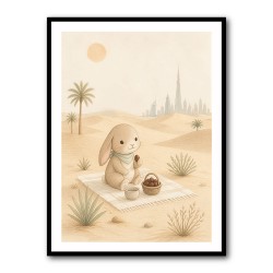 Rabbit Desert Picnic Childrens Wall Art Print