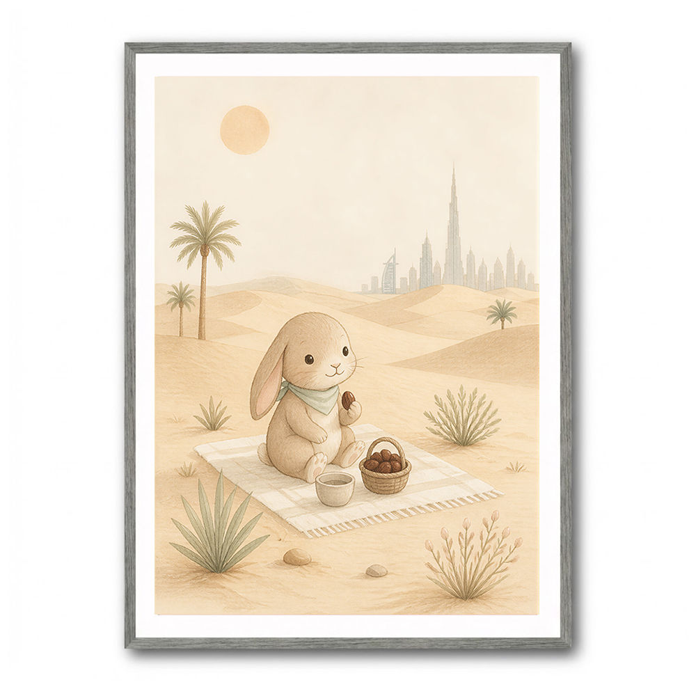 Rabbit Desert Picnic Childrens Wall Art Print