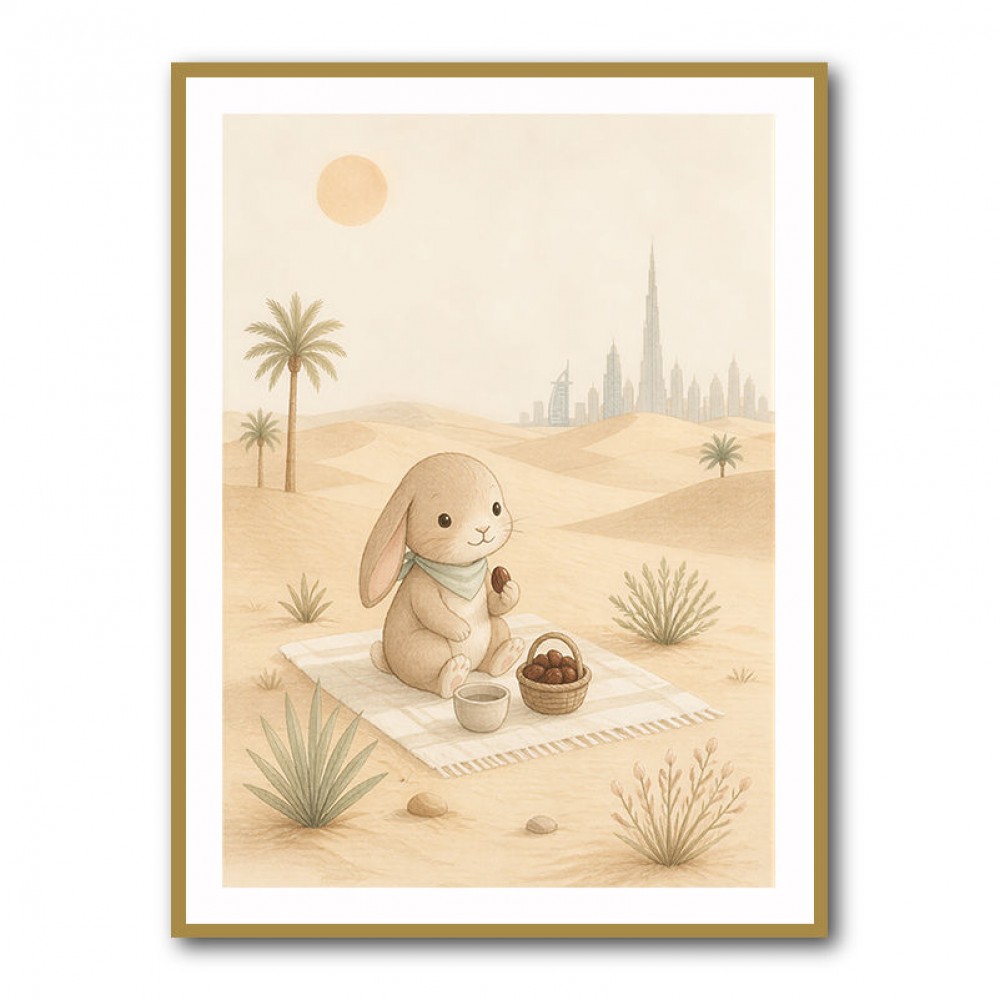 Rabbit Desert Picnic Childrens Wall Art Print