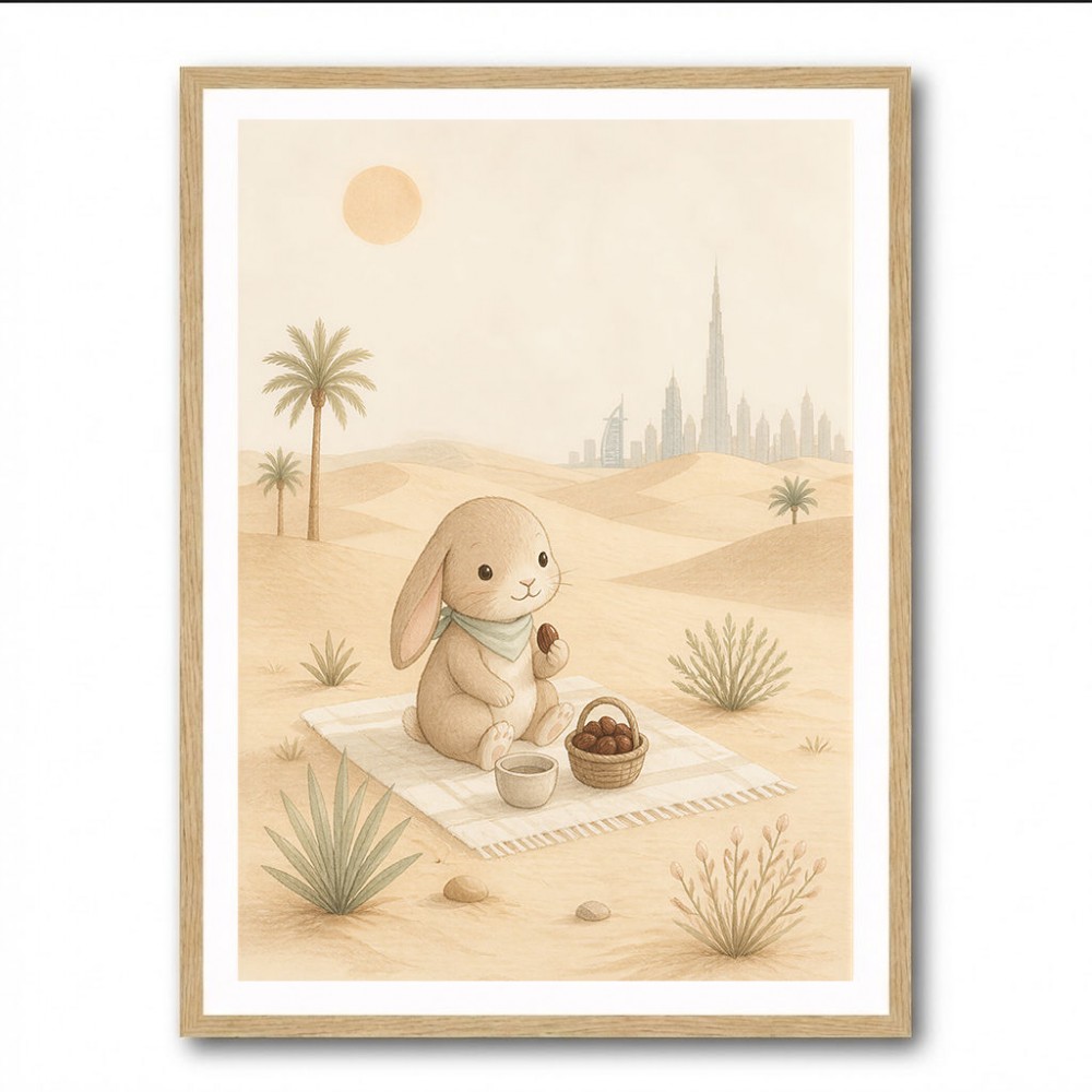 Rabbit Desert Picnic Childrens Wall Art Print