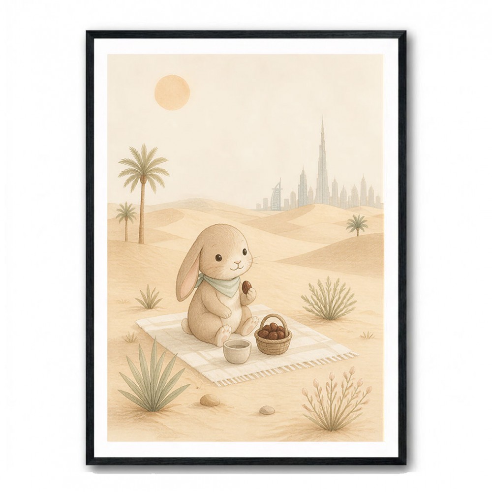 Rabbit Desert Picnic Childrens Wall Art Print