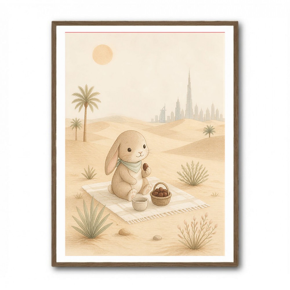 Rabbit Desert Picnic Childrens Wall Art Print