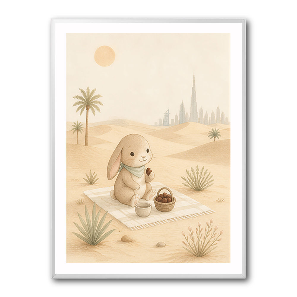 Rabbit Desert Picnic Childrens Wall Art Print