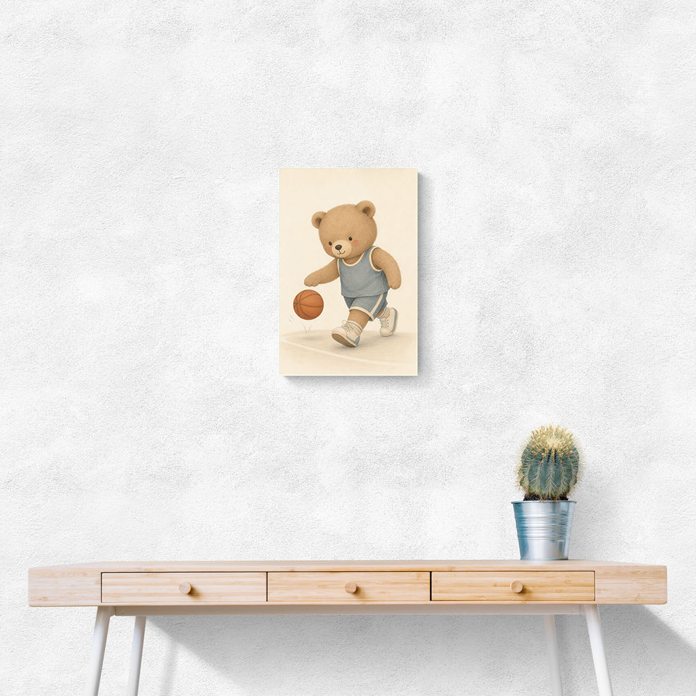 Bear Basketball Childrens Wall Art Print