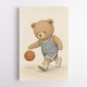 Bear Basketball Childrens Wall Art Print
