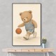 Bear Basketball Childrens Wall Art Print