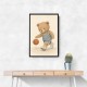 Bear Basketball Childrens Wall Art Print
