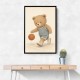Bear Basketball Childrens Wall Art Print
