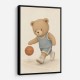 Bear Basketball Childrens Wall Art Print