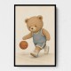 Bear Basketball Childrens Wall Art Print