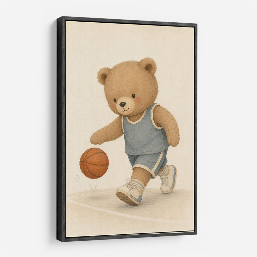 Bear Basketball Childrens Wall Art Print