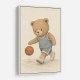 Bear Basketball Childrens Wall Art Print