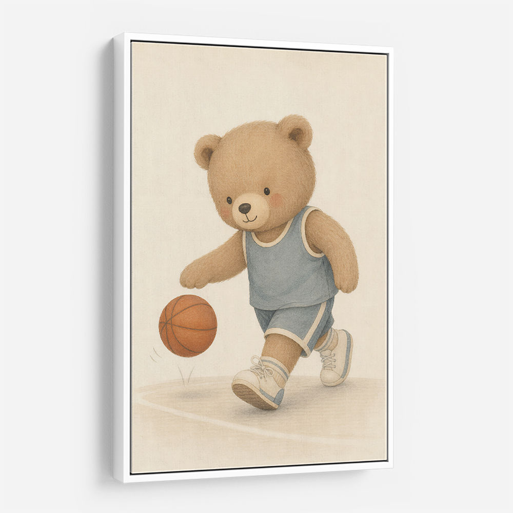 Bear Basketball Childrens Wall Art Print