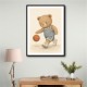 Bear Basketball Childrens Wall Art Print