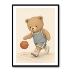Bear Basketball Childrens Wall Art Print