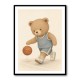 Bear Basketball Childrens Wall Art Print