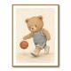 Bear Basketball Childrens Wall Art Print