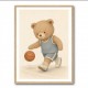 Bear Basketball Childrens Wall Art Print