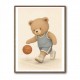 Bear Basketball Childrens Wall Art Print