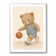 Bear Basketball Childrens Wall Art Print