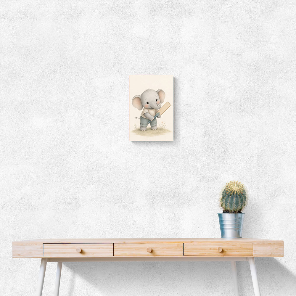 Elephant Cricket Childrens Wall Art Print