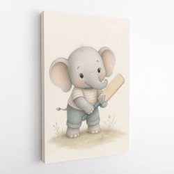 Elephant Cricket Childrens Wall Art Print