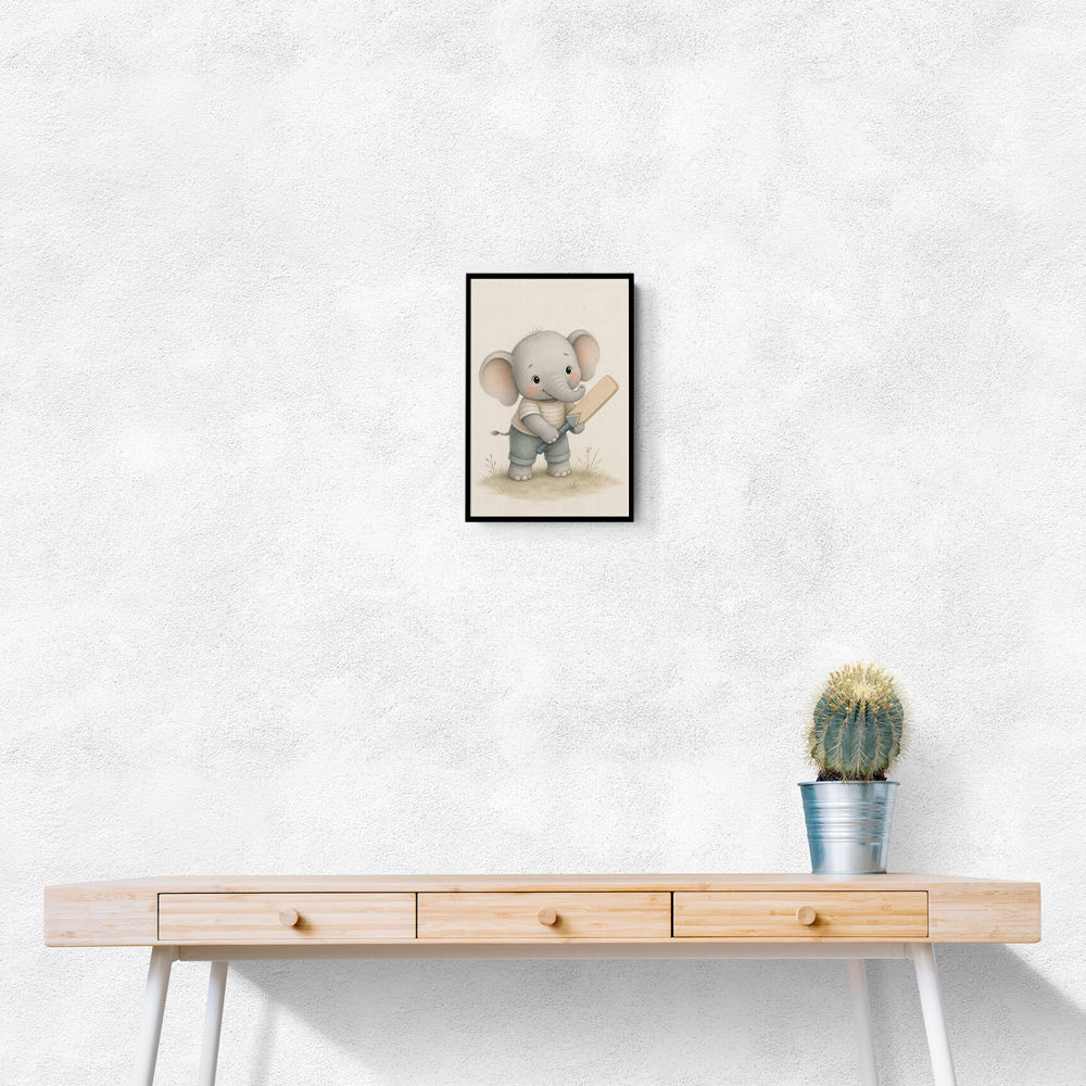 Elephant Cricket Childrens Wall Art Print