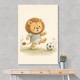 Football Lion Childrens Wall Art Print