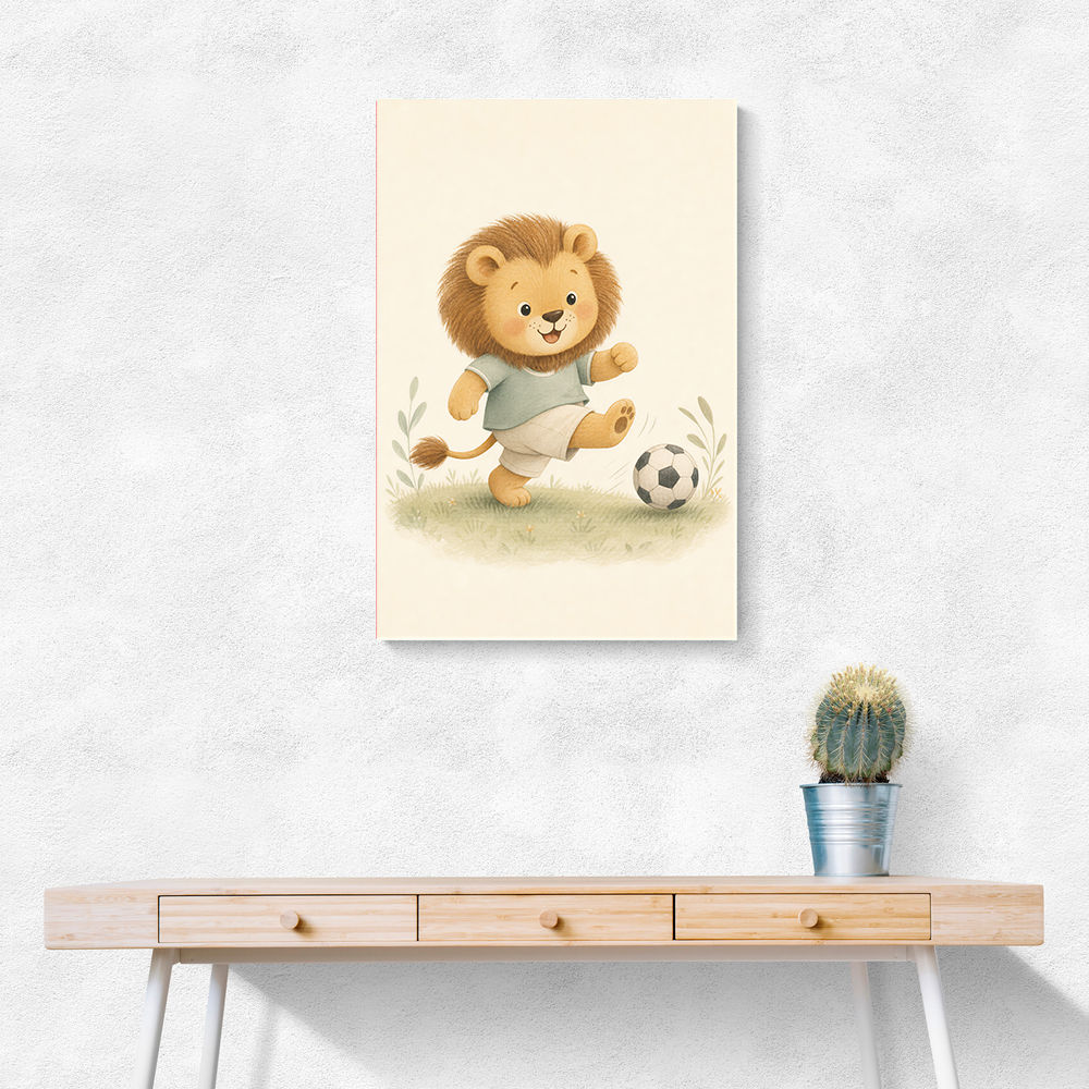 Football Lion Childrens Wall Art Print