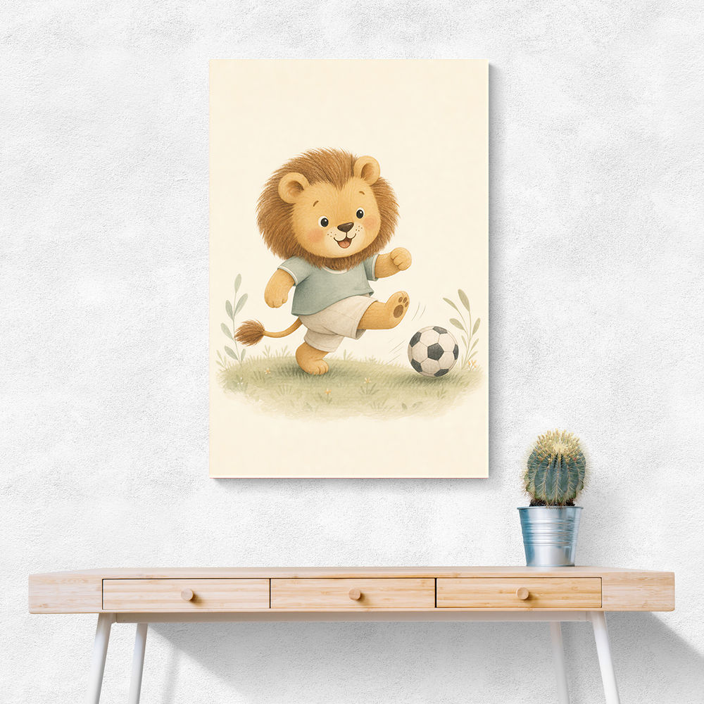 Football Lion Childrens Wall Art Print