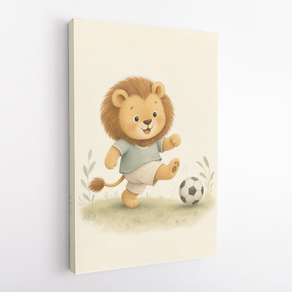 Football Lion Childrens Wall Art Print