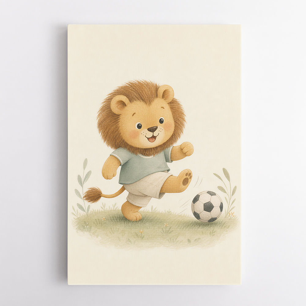 Football Lion Childrens Wall Art Print
