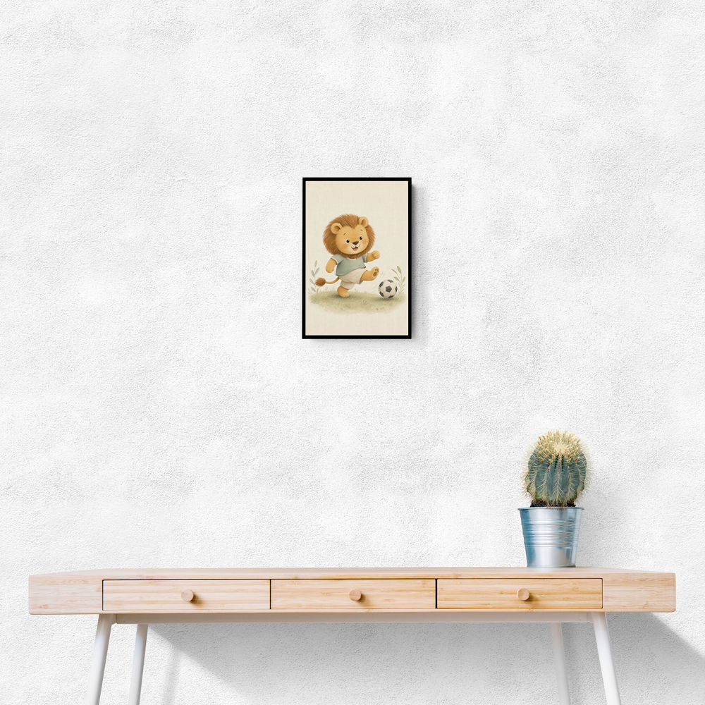 Football Lion Childrens Wall Art Print