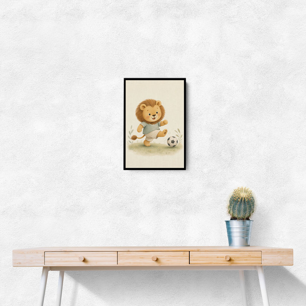 Football Lion Childrens Wall Art Print