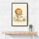 Football Lion Childrens Wall Art Print