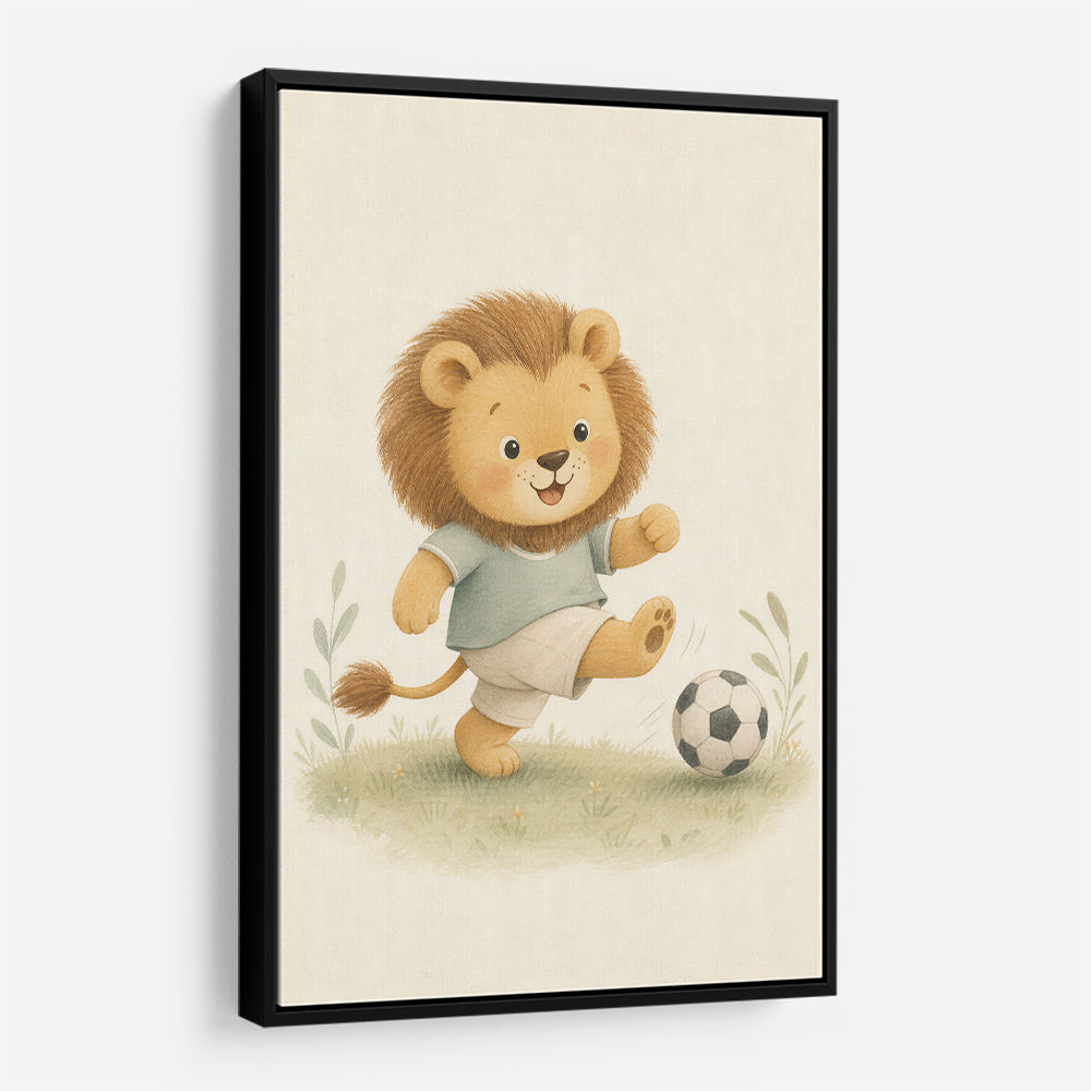 Football Lion Childrens Wall Art Print