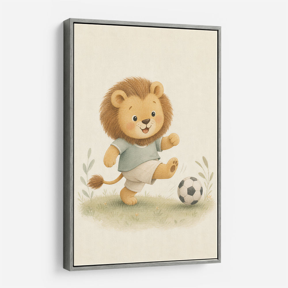 Football Lion Childrens Wall Art Print