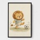 Football Lion Childrens Wall Art Print