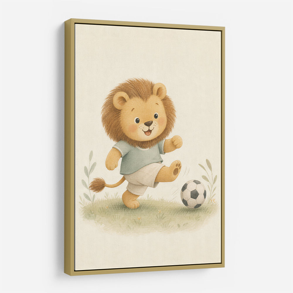 Football Lion Childrens Wall Art Print