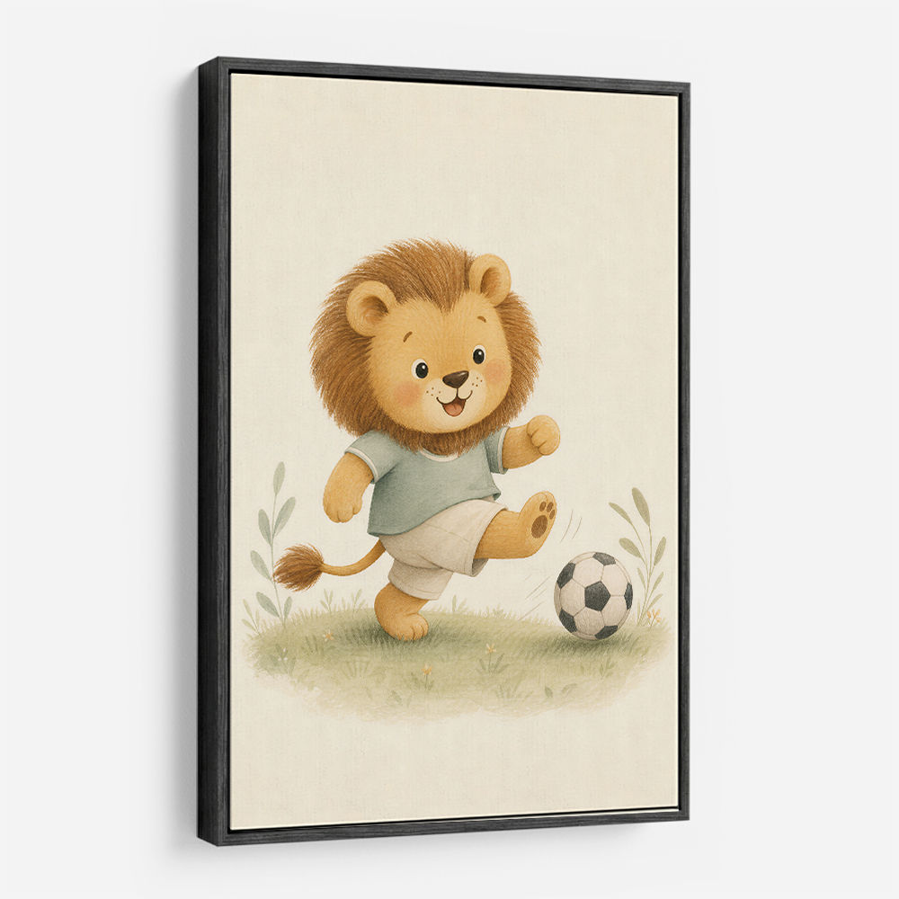 Football Lion Childrens Wall Art Print