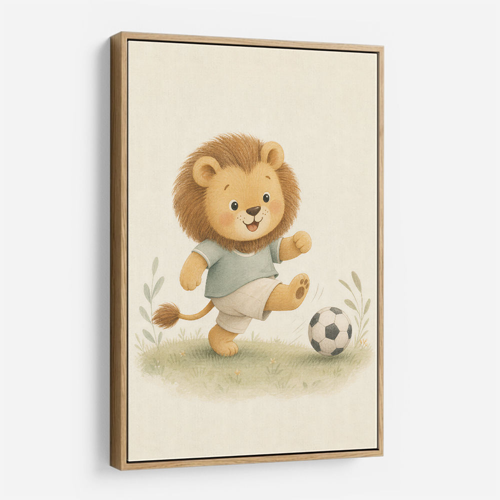 Football Lion Childrens Wall Art Print