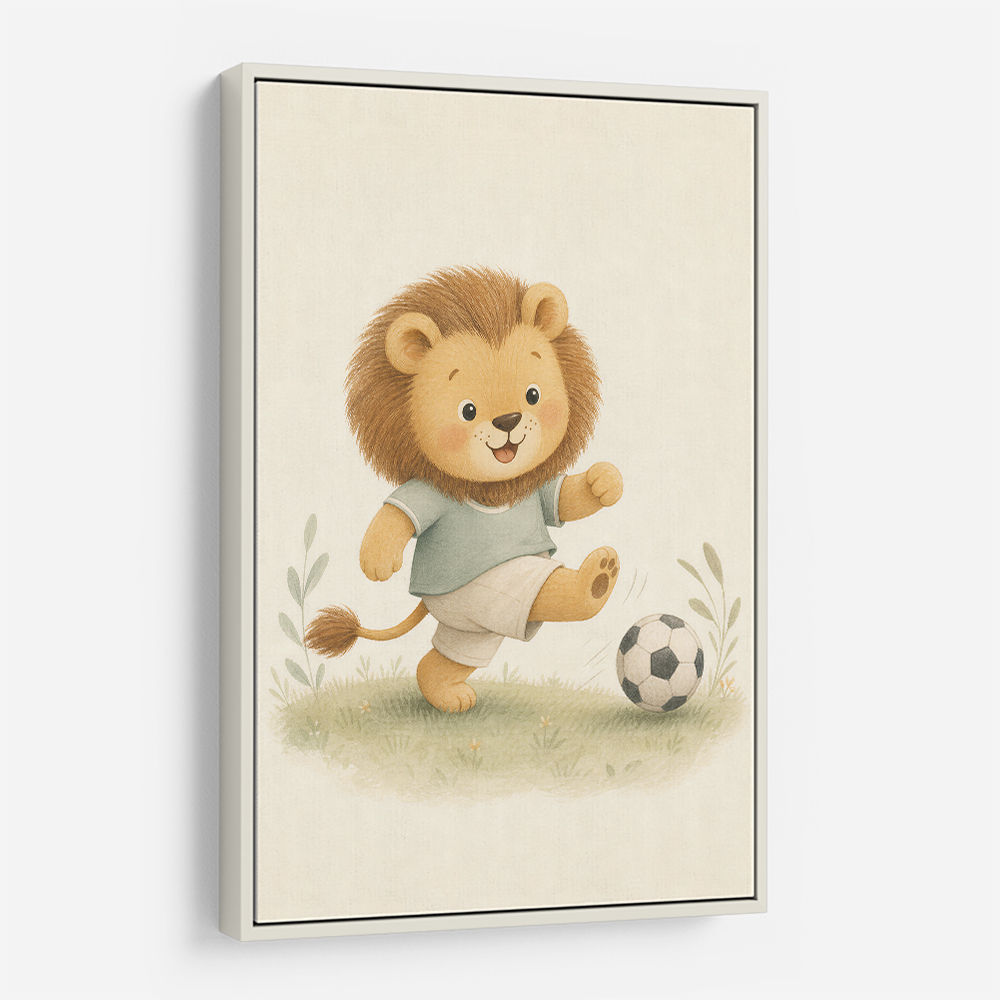 Football Lion Childrens Wall Art Print