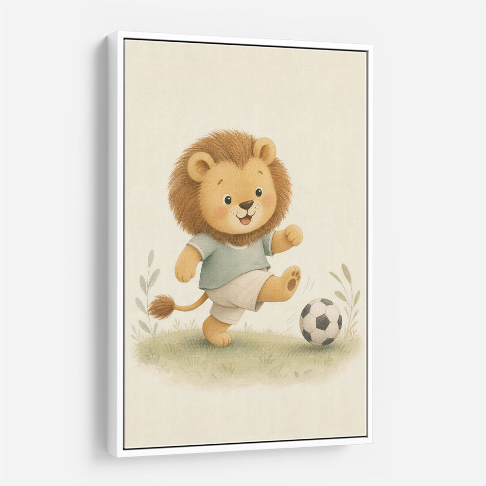 Football Lion Childrens Wall Art Print