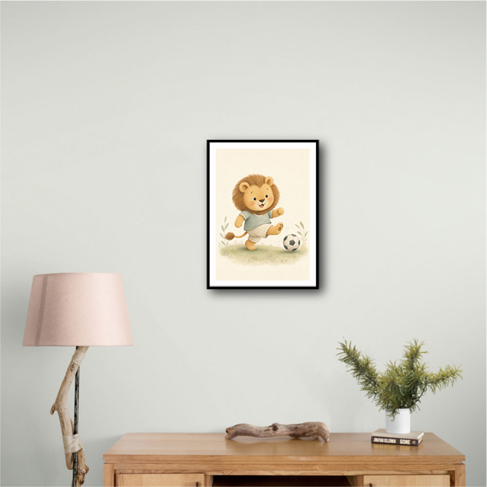 Football Lion Childrens Wall Art Print