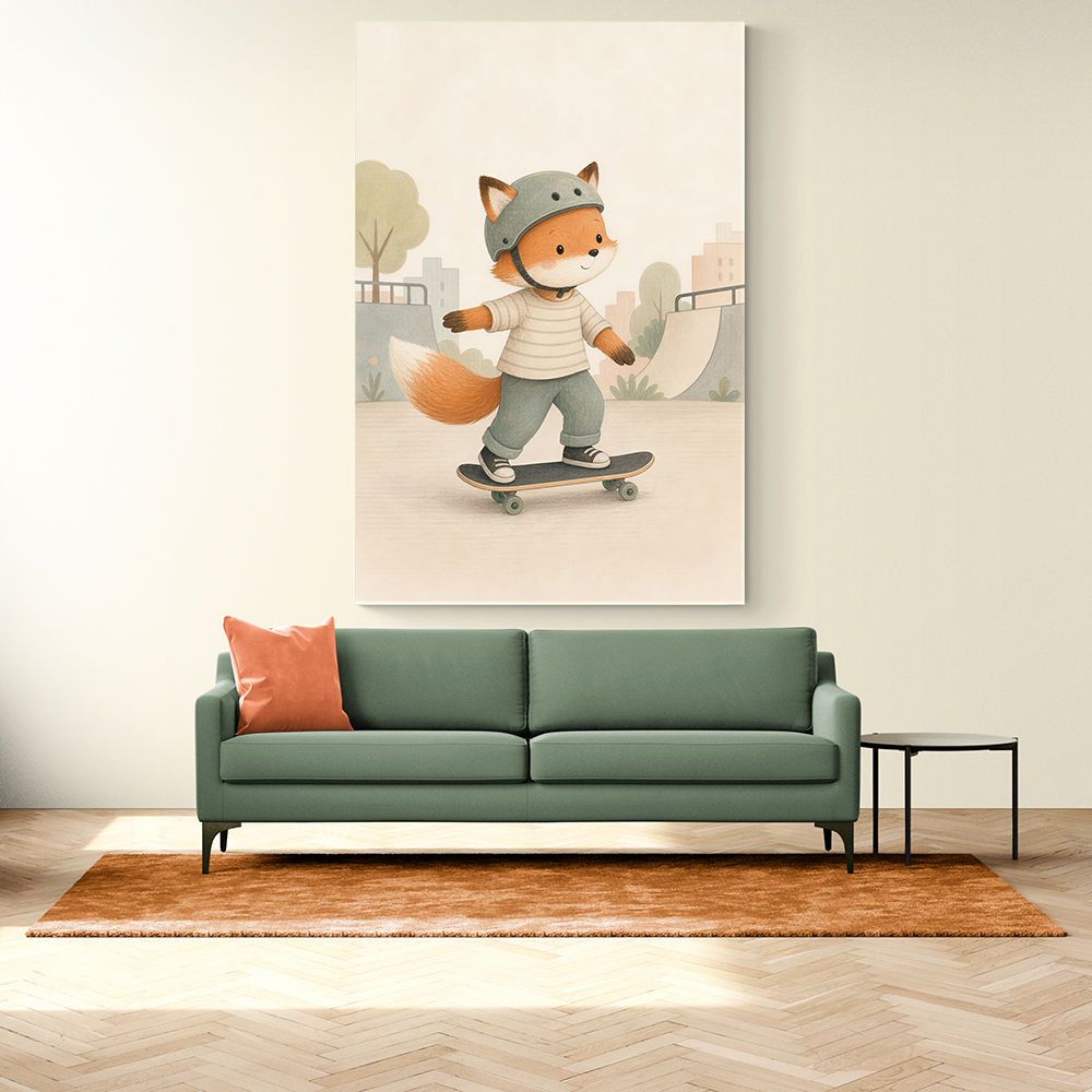 Fox Skateboard Childrens Wall Art Print