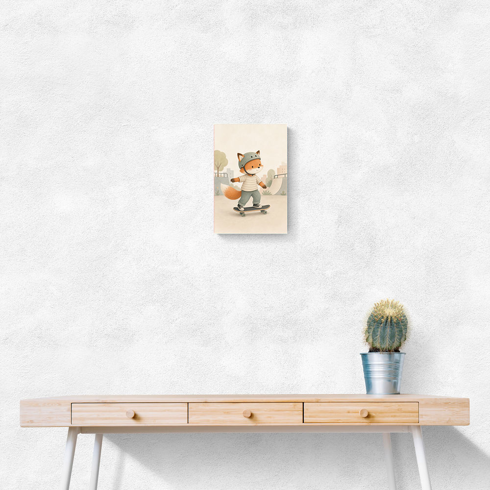 Fox Skateboard Childrens Wall Art Print
