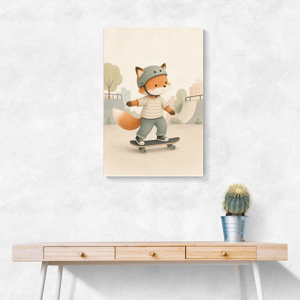 Fox Skateboard Childrens Wall Art Print