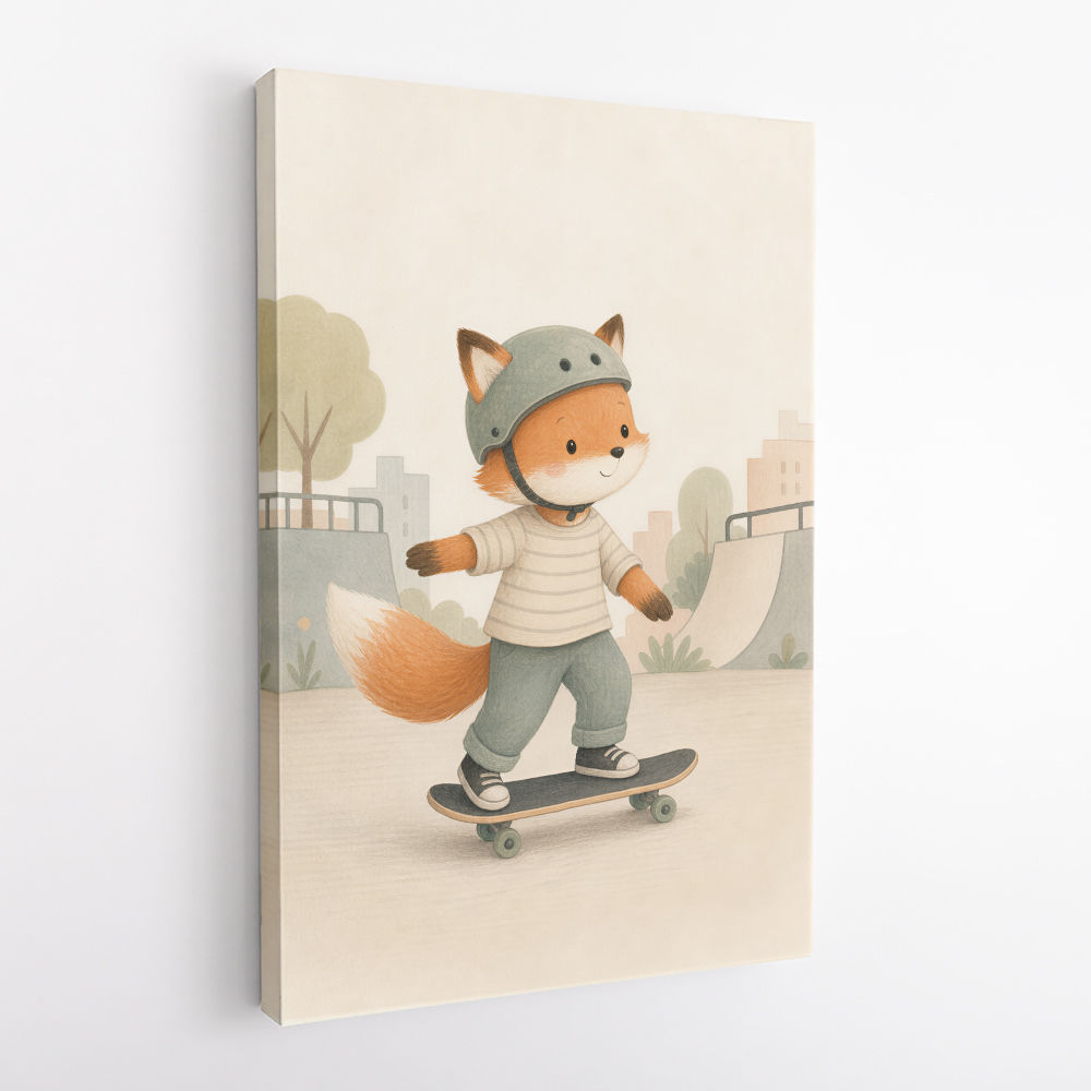 Fox Skateboard Childrens Wall Art Print