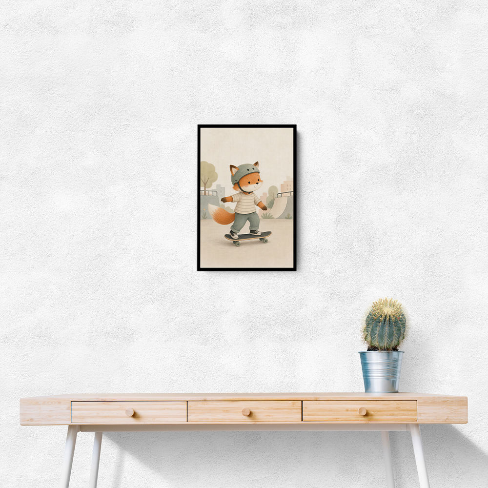 Fox Skateboard Childrens Wall Art Print
